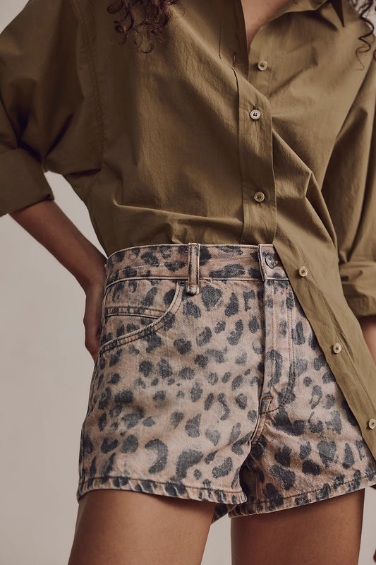 Now or Never Printed Denim Shorts
