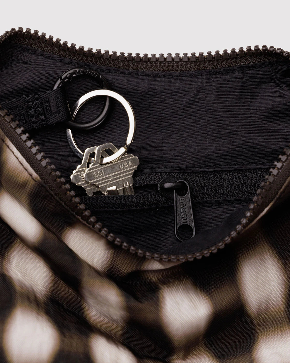 Small Nylon Crescent Bag - Blurred Gingham