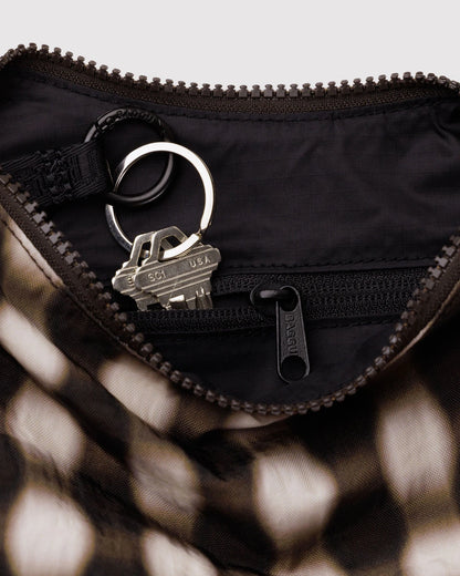 Small Nylon Crescent Bag - Blurred Gingham