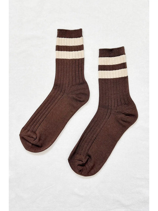 Her Varsity Socks in Espresso