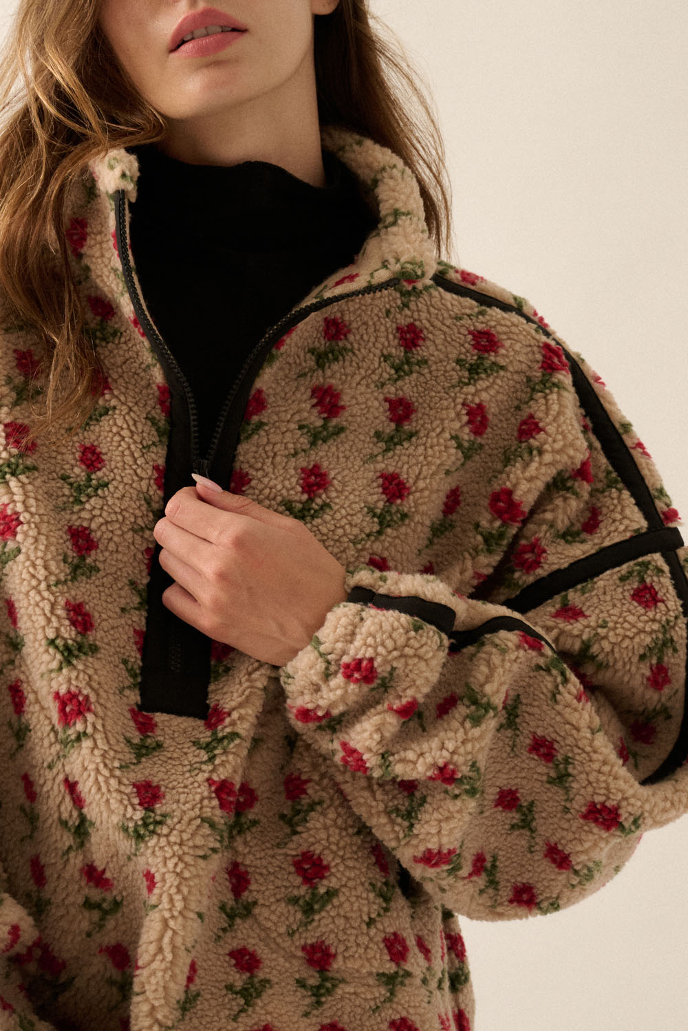 Floral Half Zip Fleece