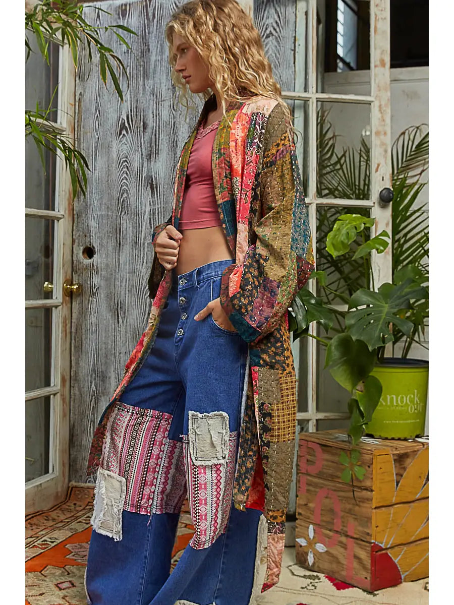 Long Sleeve Padded Kimono Jacket