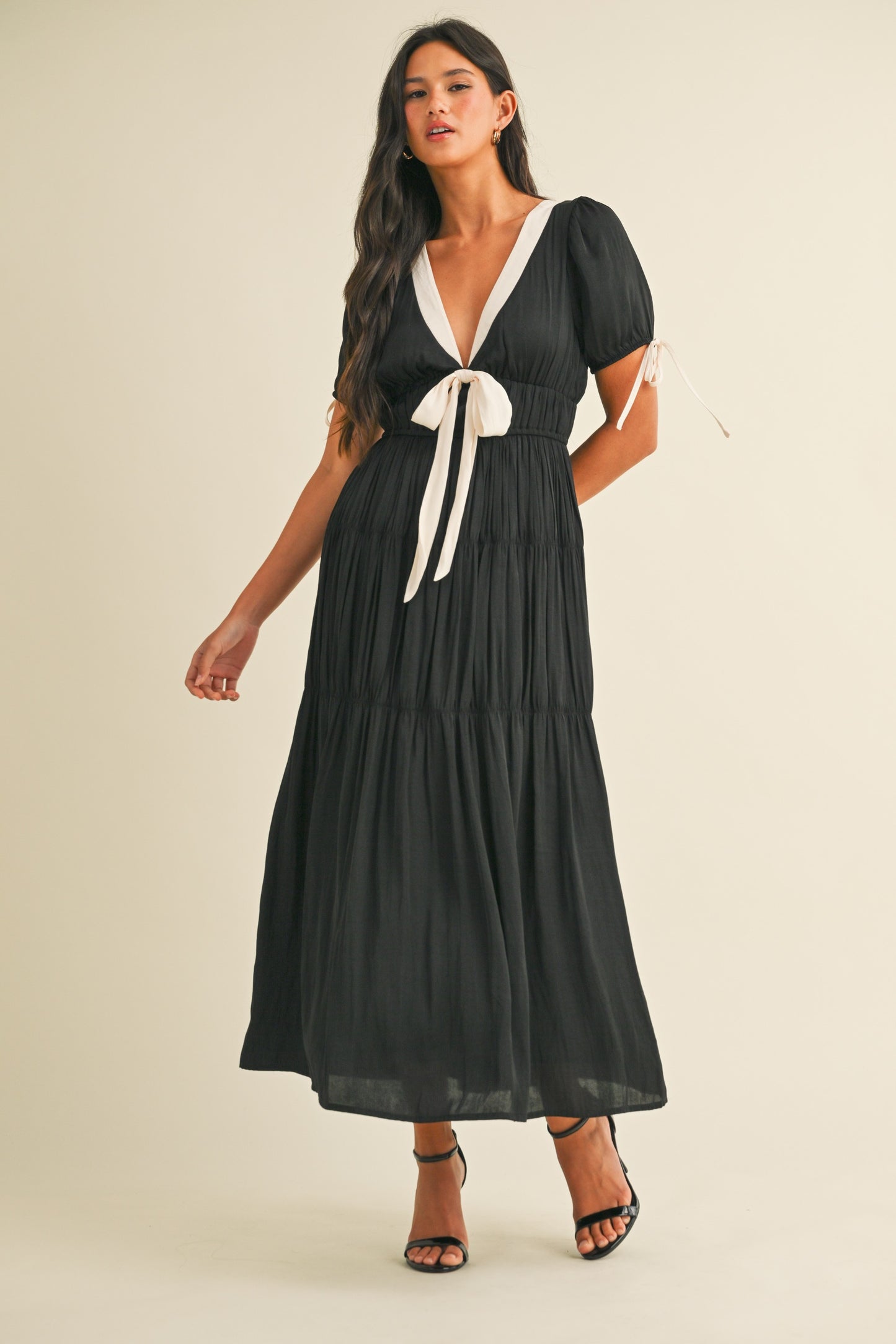 Contrast Bow Maxi Dress