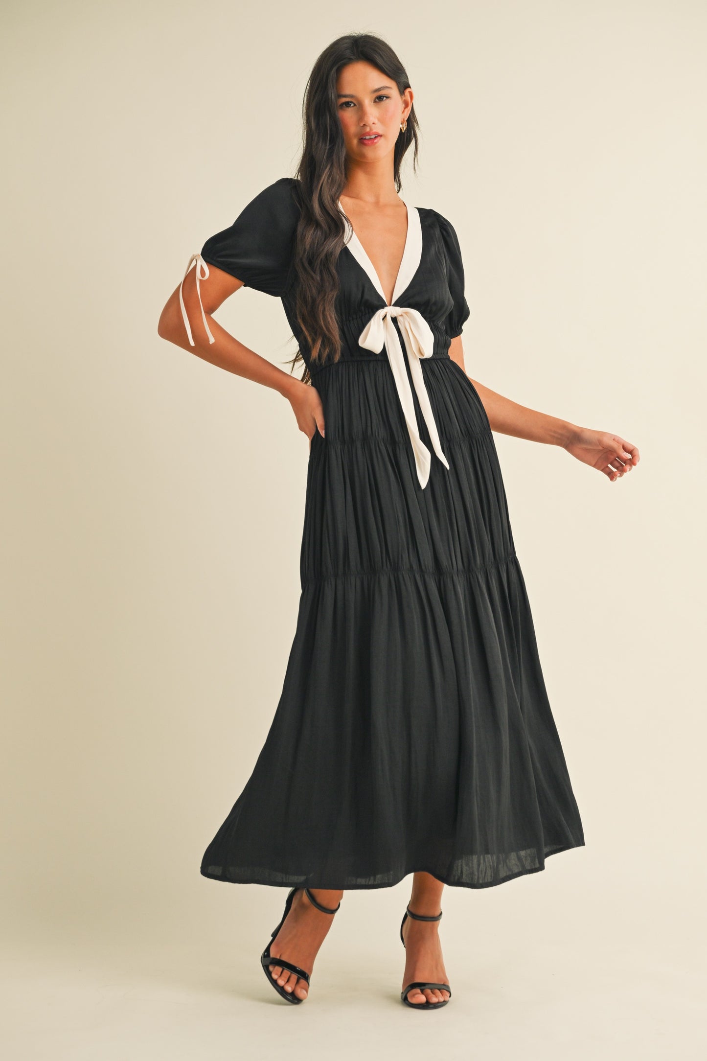 Contrast Bow Maxi Dress