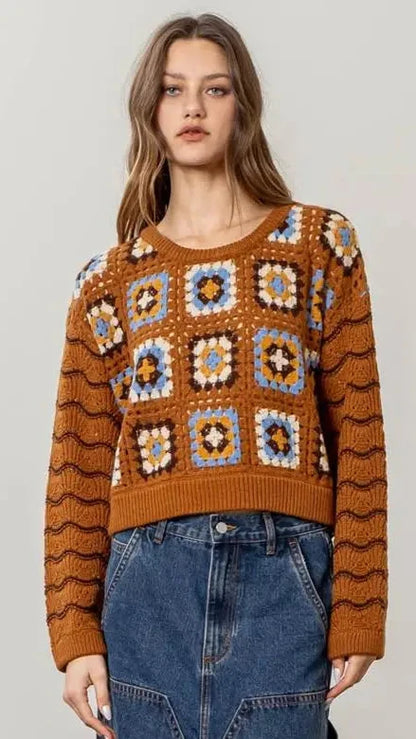 Granny Square Crop Sweater