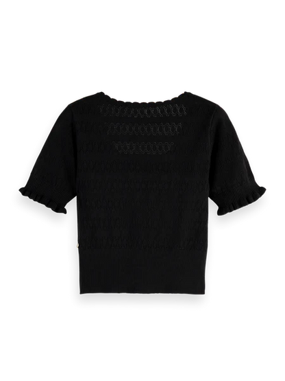 Pointelle Stitch Knitted Tee