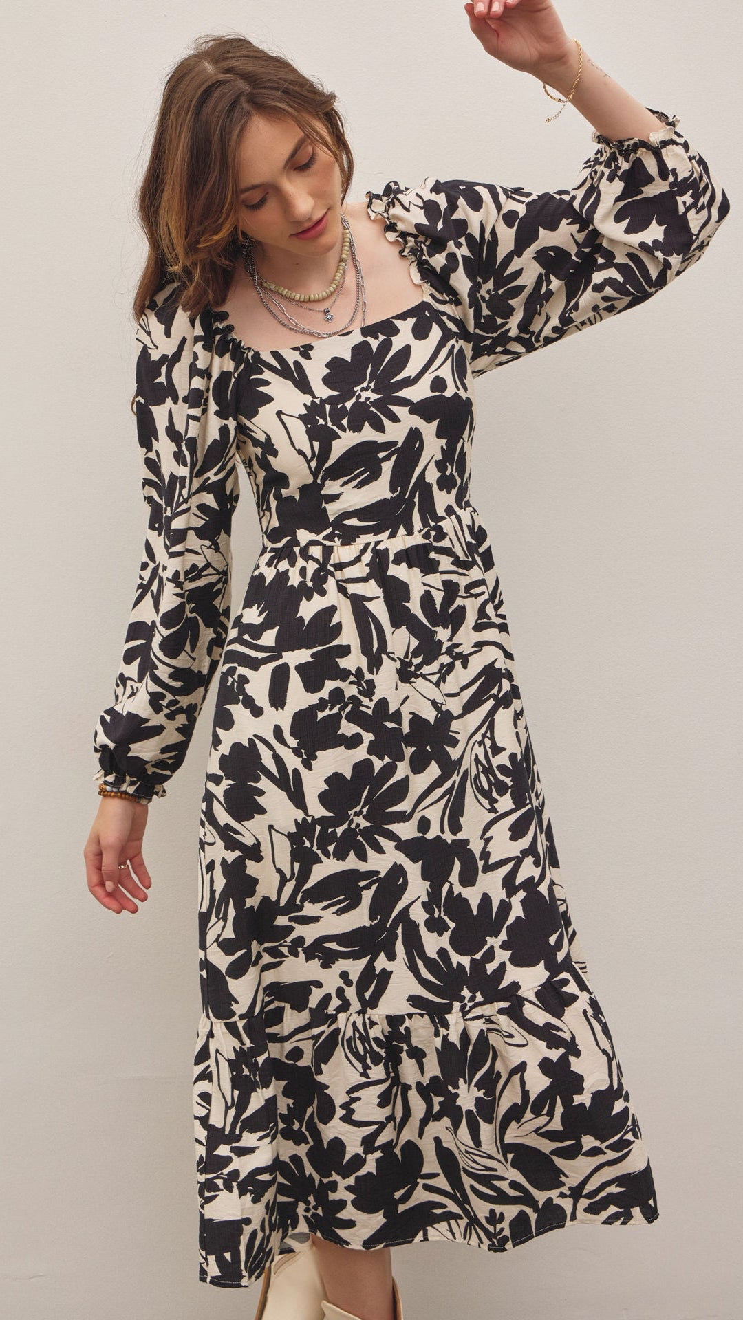 Abstract Floral Midi Dress