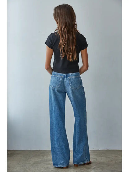 Short Sleeve Knit Crop Top in Black