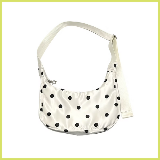 Polka Dot Satin Shoulder Bag