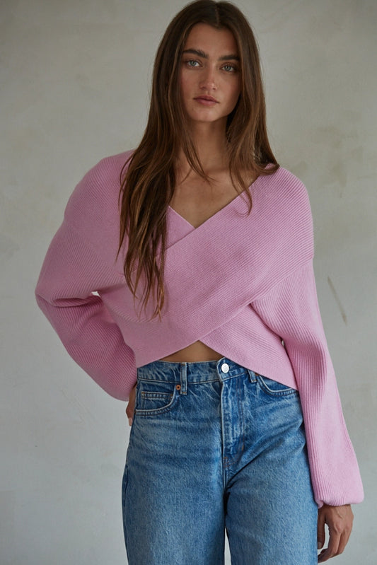 Knit Overlapped Sweater Top