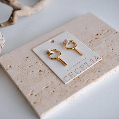 Cosmic Line Short Pendant Hoop Earrings