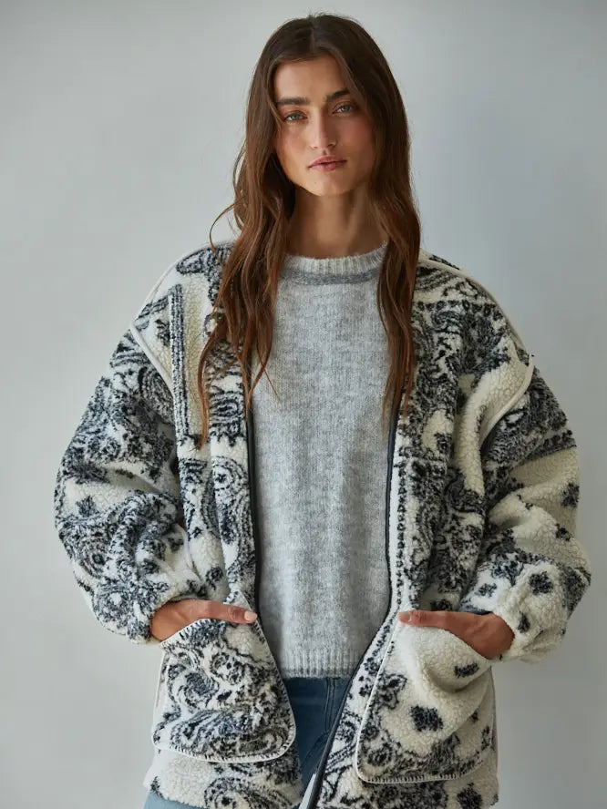 Sherpa Paisley Print Jacket