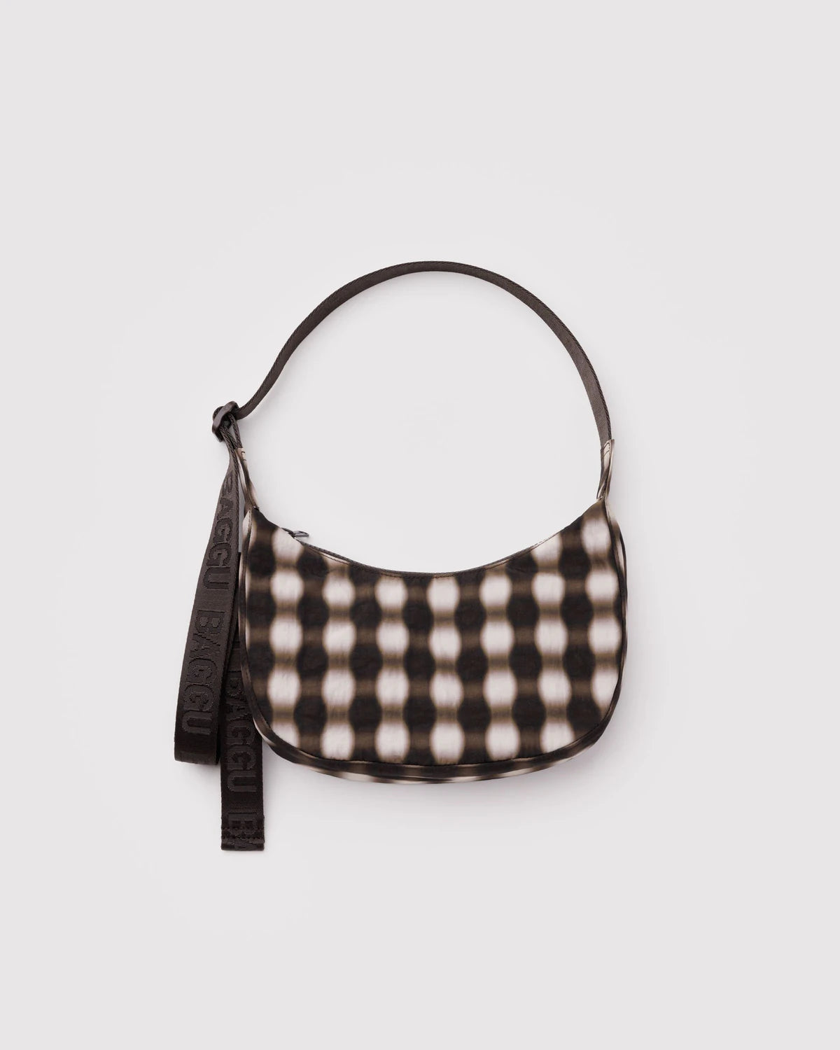 Small Nylon Crescent Bag - Blurred Gingham