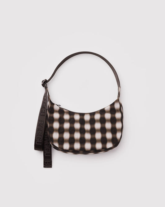 Small Nylon Crescent Bag - Blurred Gingham