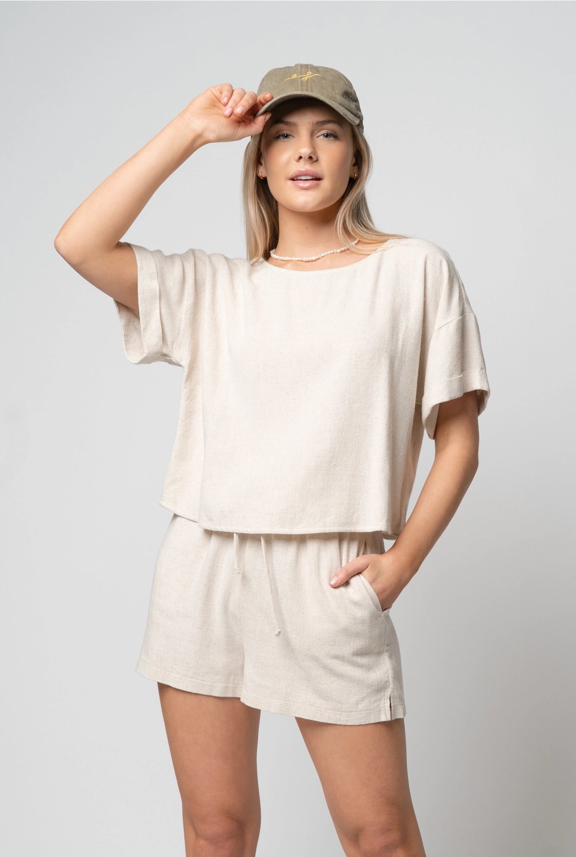 Elle Grey Linen Tee