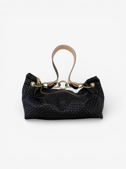 Blair Shoulder Bag, Black Embossed Leather