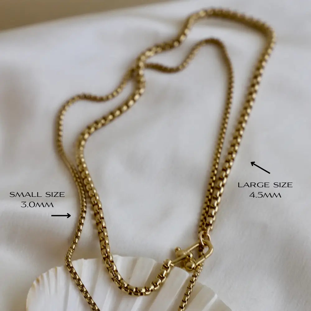 Nova Round Box Chain Necklace - Gold
