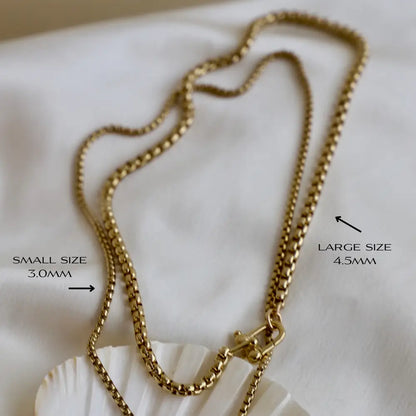 Nova Round Box Chain Necklace - Gold