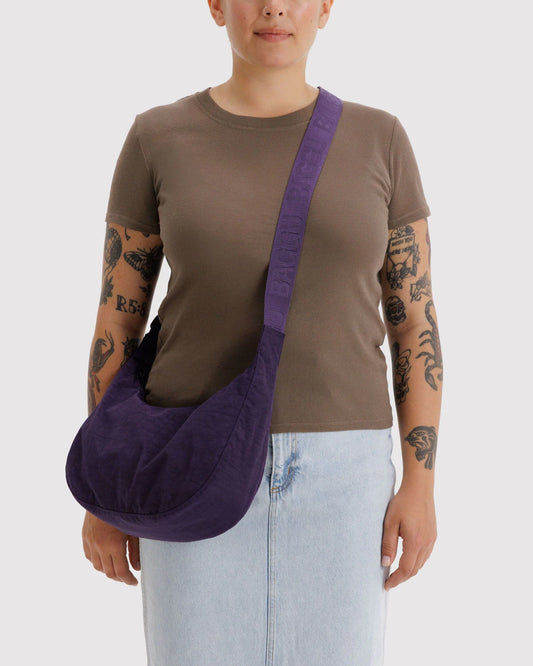 Medium Nylon Crescent Bag - Fig