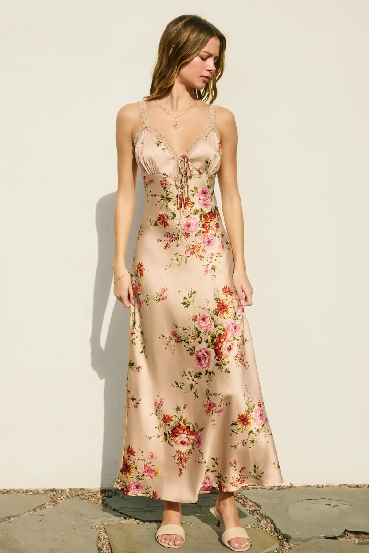 Serene Echo Lace Trim Maxi Dress