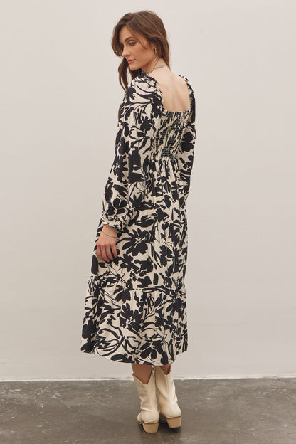 Abstract Floral Midi Dress