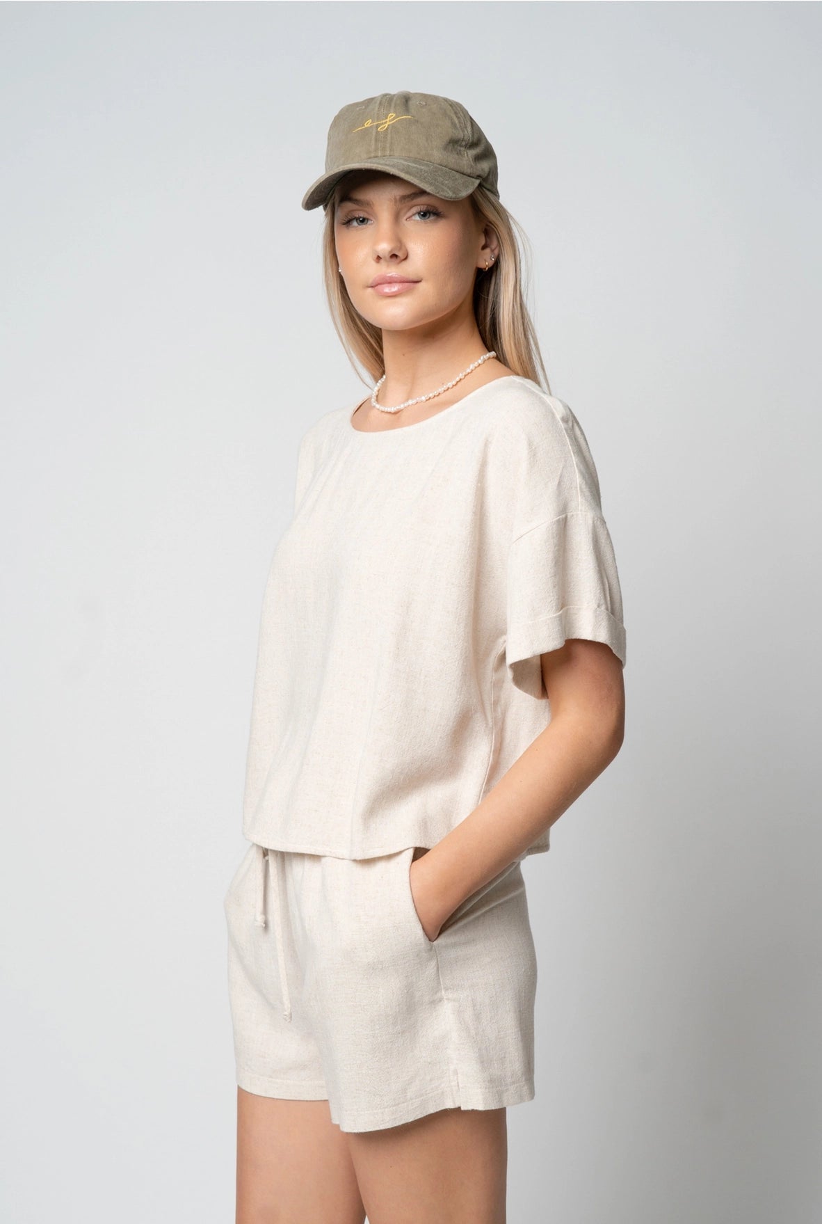 Elle Grey Linen Tee