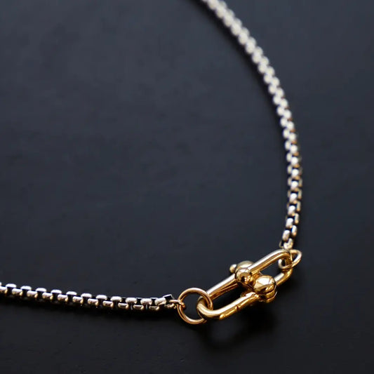 Nova Round Box Chain Necklace - Silver/Gold