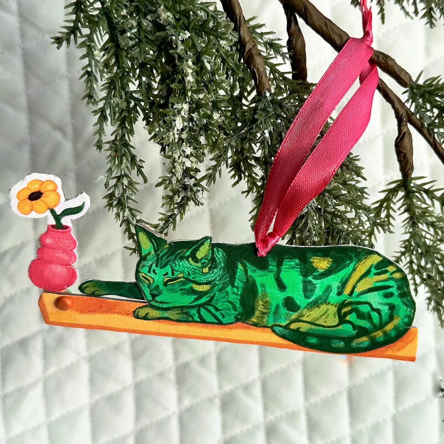 Bad Cat Ornament - Flower