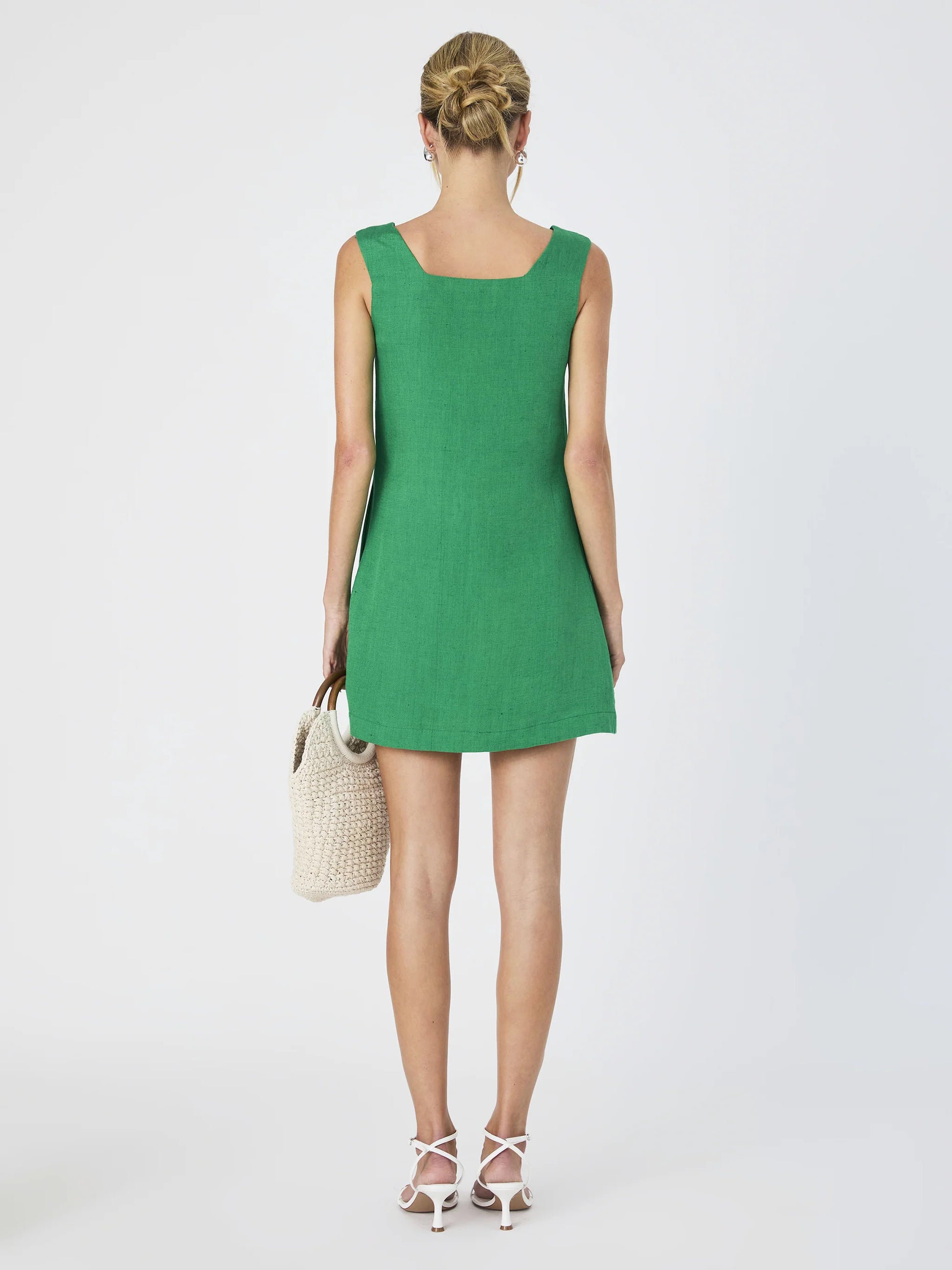 Birdie Linen Square Neck Mini Dress Minky Mink Birdie Linen Square Neck Mini Dress Minky Mink