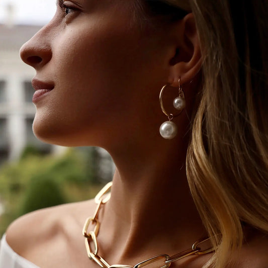 Oversized Audrey Pearl Hoops