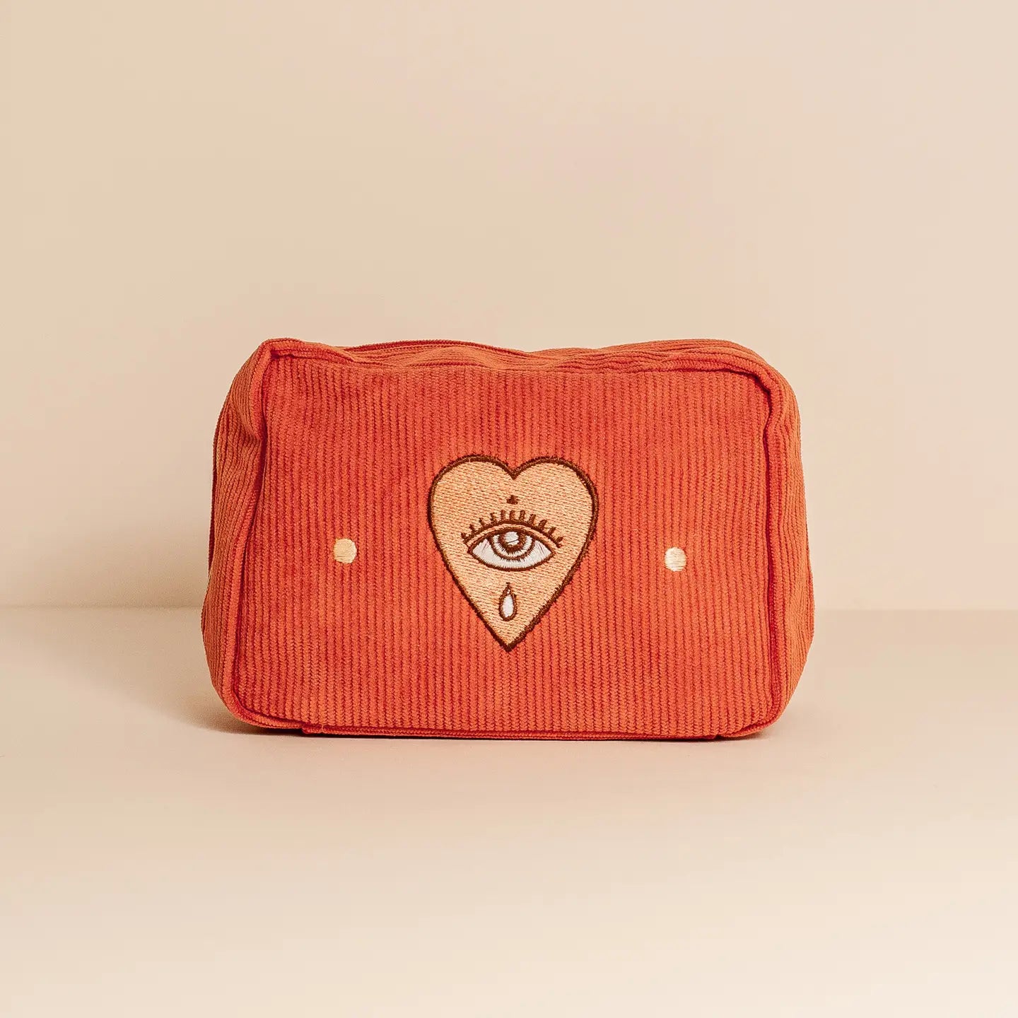 Heart Corduroy Makeup Bag