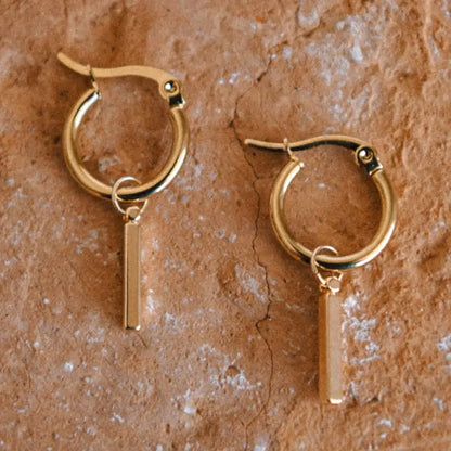 Cosmic Line Short Pendant Hoop Earrings