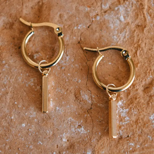 Cosmic Line Short Pendant Hoop Earrings