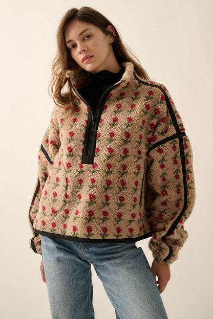 Floral Half Zip Fleece