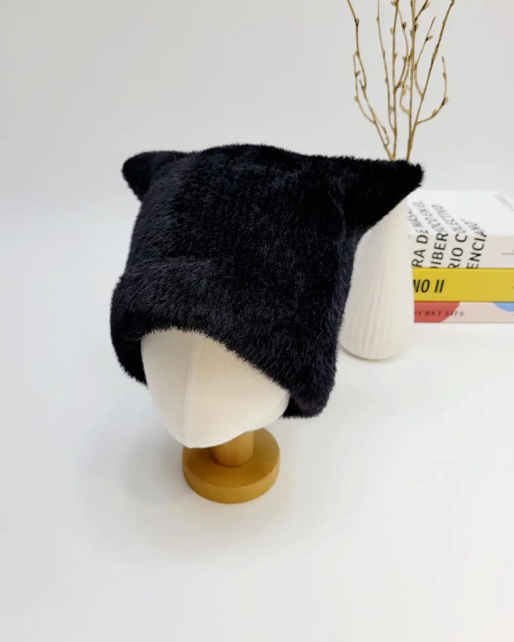 Warm and Fluffy Winter Cat Ear Hat - Black