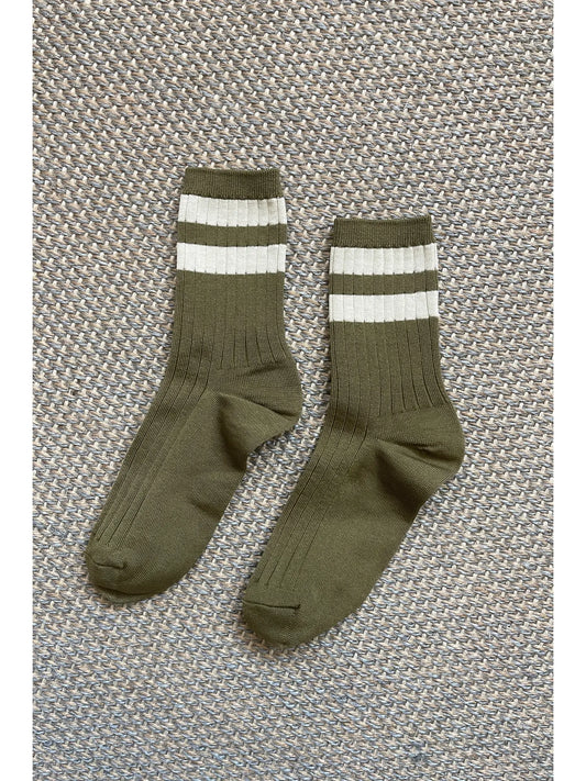 Her Varsity Socks in Fern