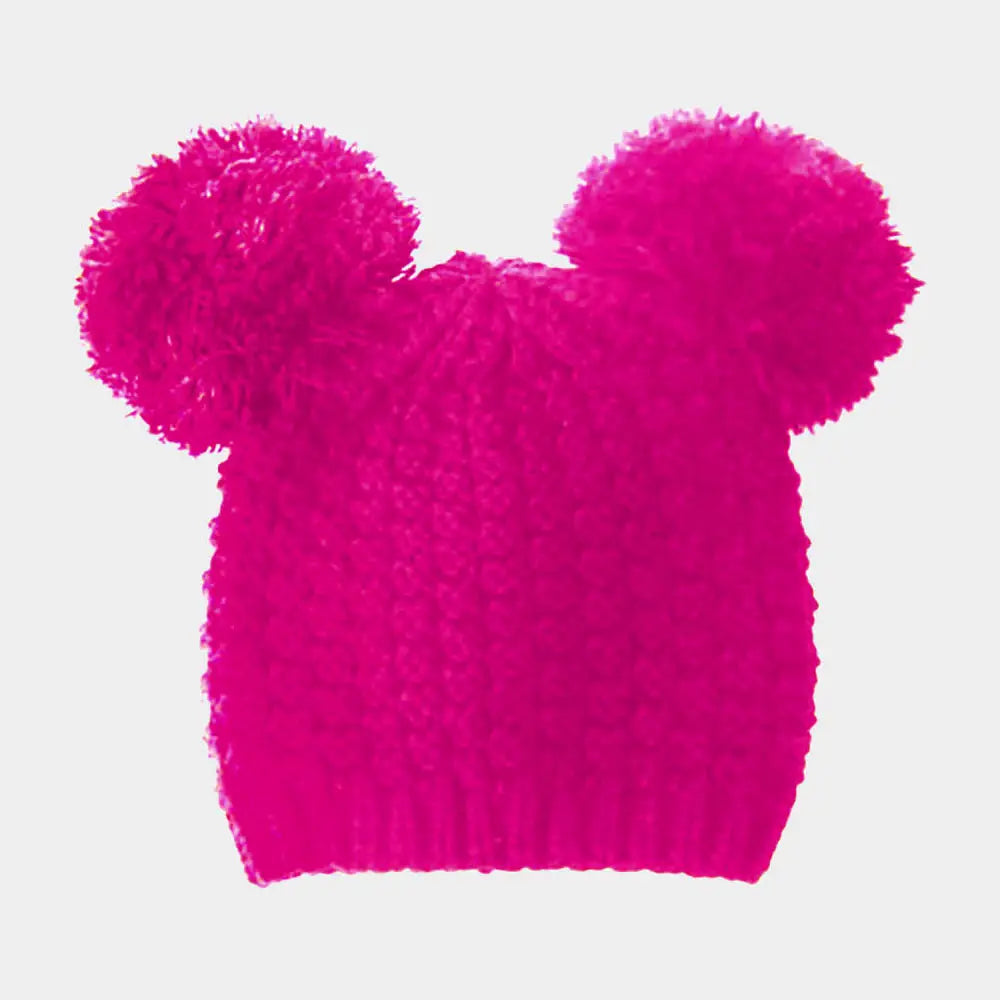 Double Pom Pom Knit Hat