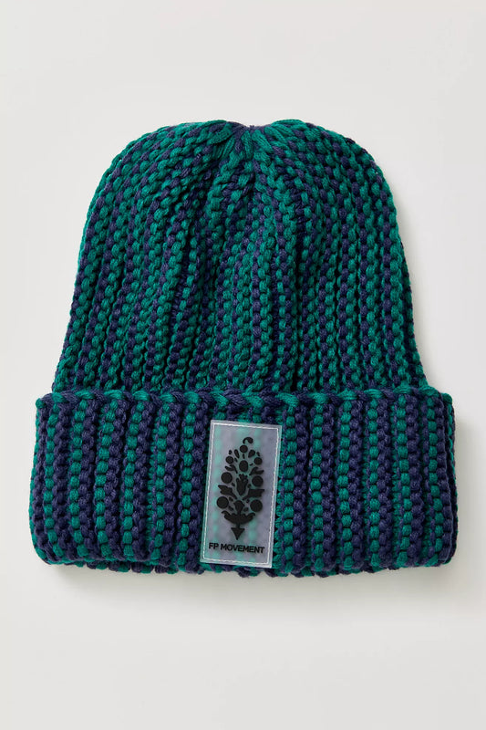 Apres Ski Knit Beanie - Green Frost/Navy