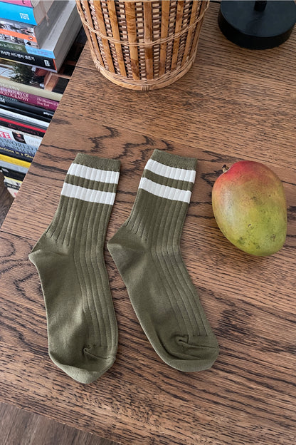 Her Varsity Socks in Fern
