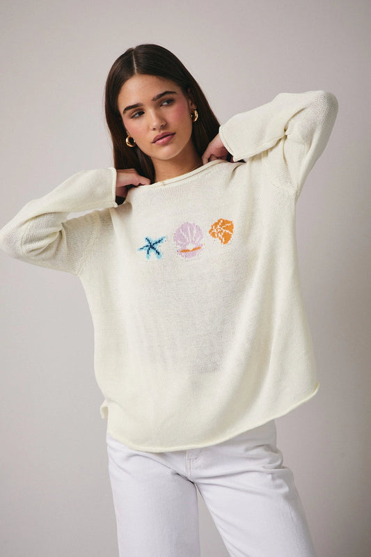Round Neck Graphic ‘Sea’ Sweater