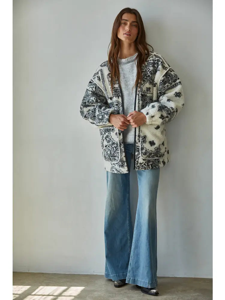Sherpa Paisley Print Jacket