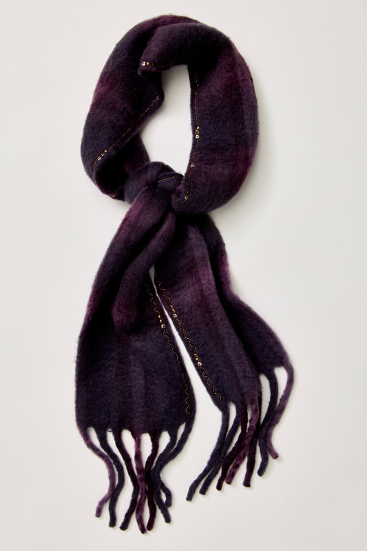Highland Plaid Skinny Scarf - Berry Combo