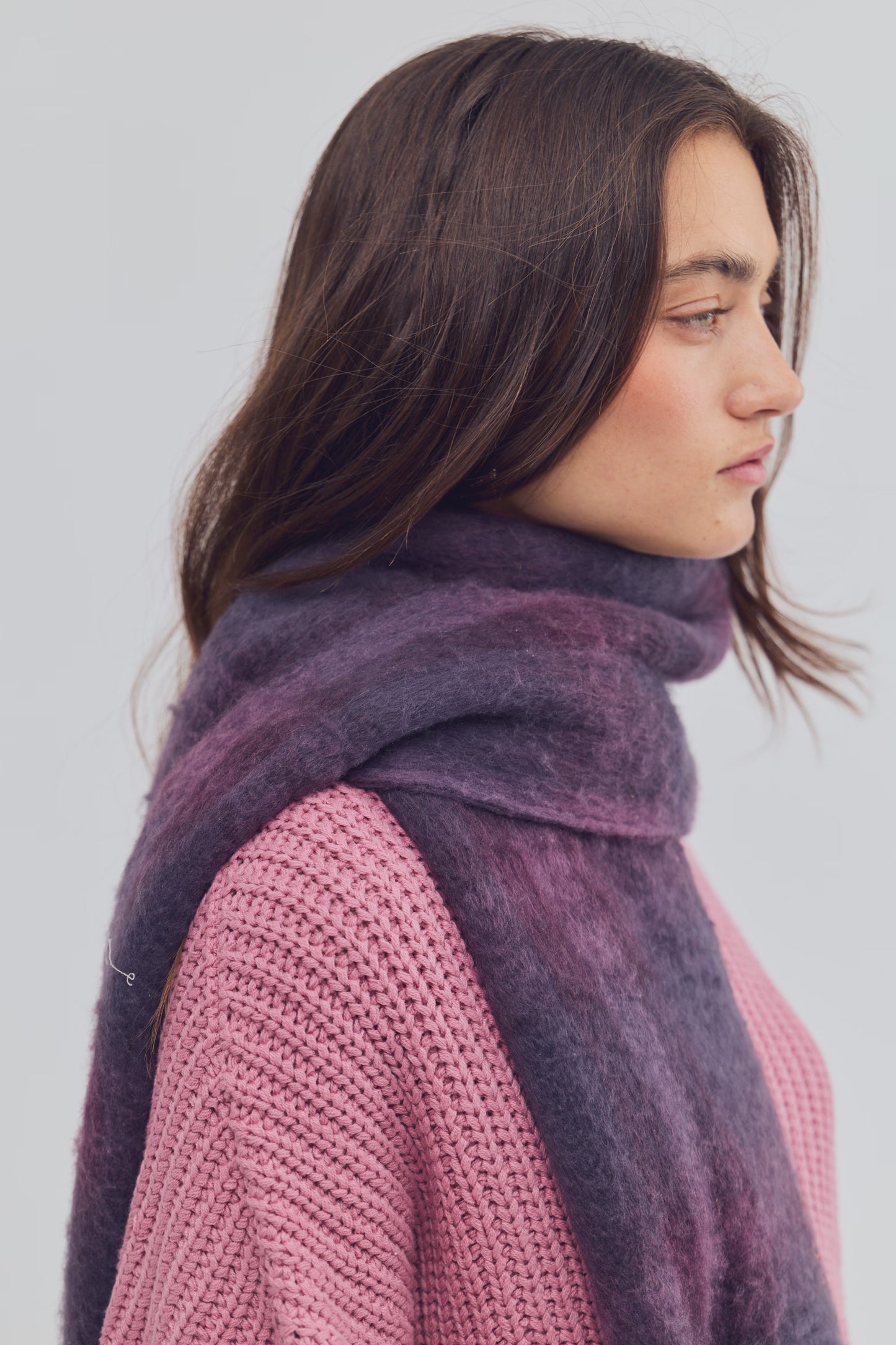 Highland Plaid Skinny Scarf in Berry Combo