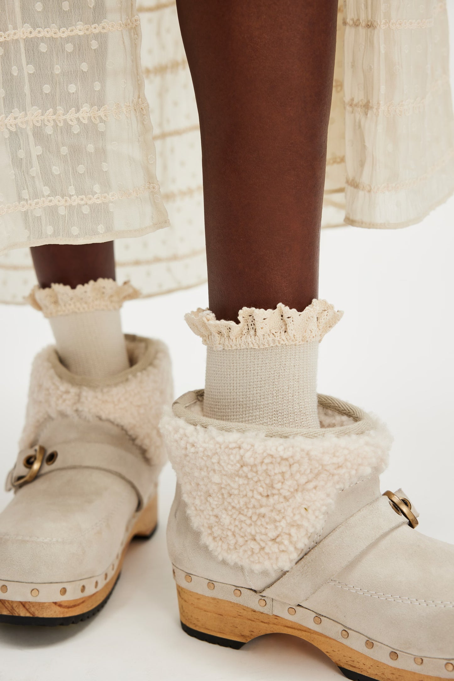 Beloved Waffle Knit Ankle Socks in Ivory