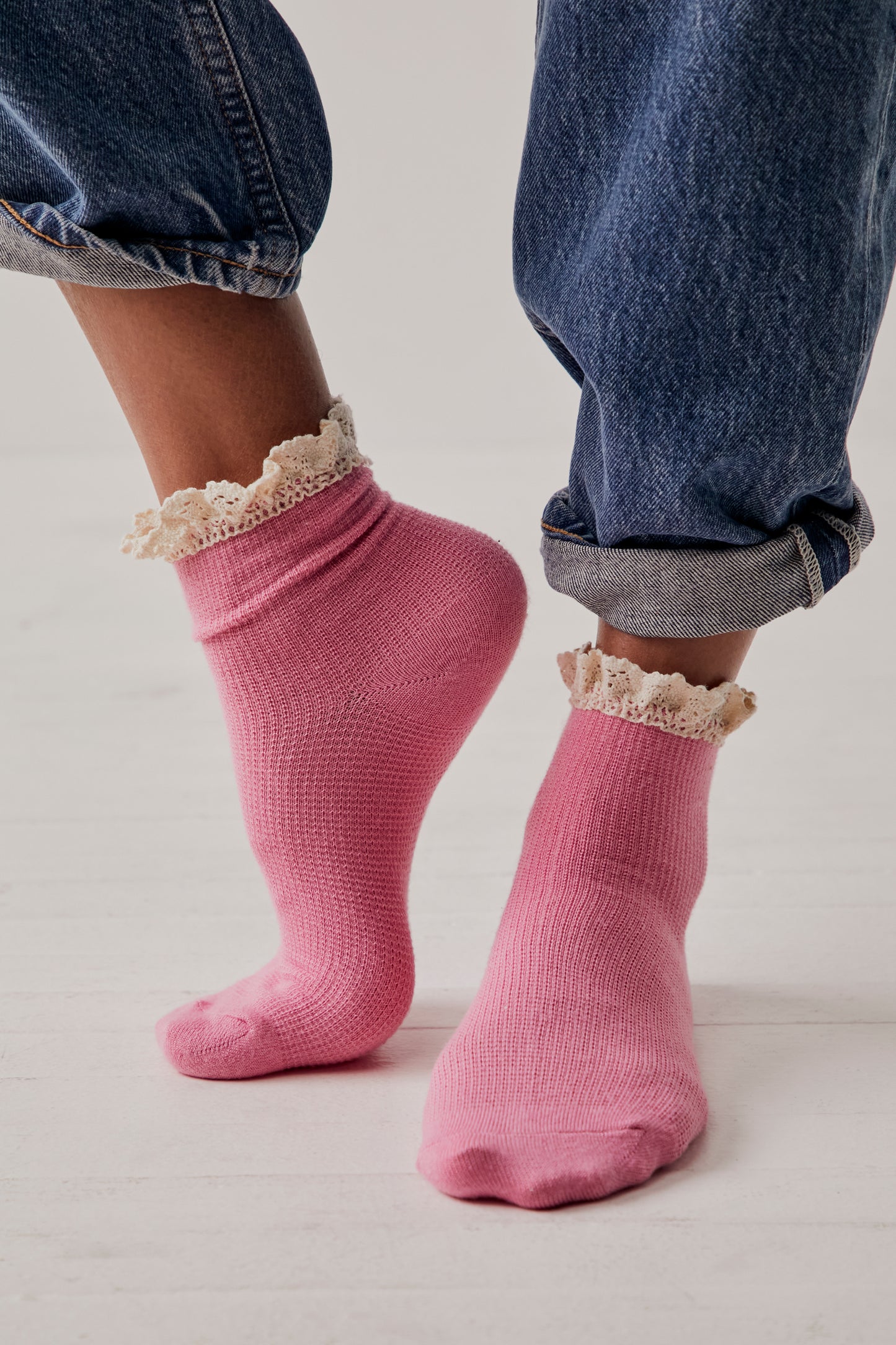 Beloved Waffle Knit Ankle Socks in Bubblegum