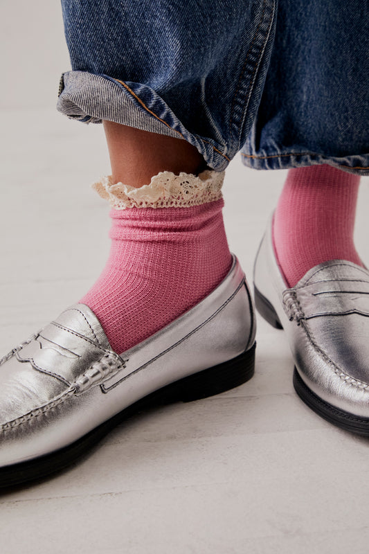 Beloved Waffle Knit Ankle Socks in Bubblegum