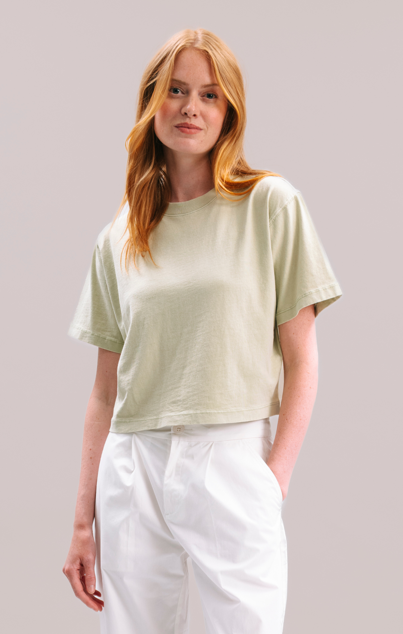 The Relaxed Crop Tee in Aloe