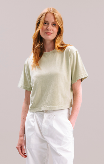 The Relaxed Crop Tee in Aloe