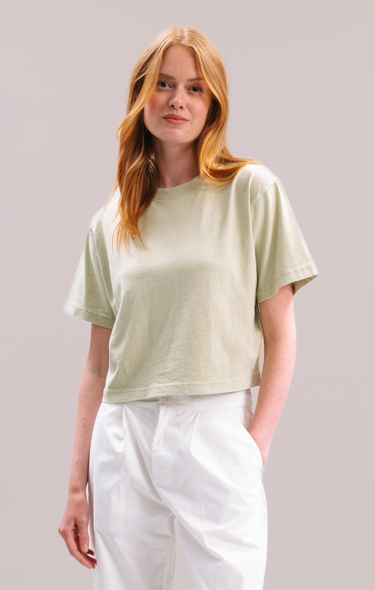 The Relaxed Crop Tee in Aloe
