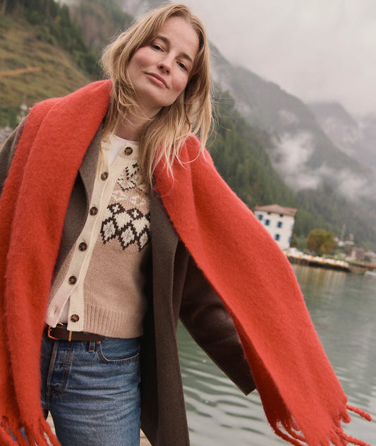 Blanket Scarf in Cherry Red